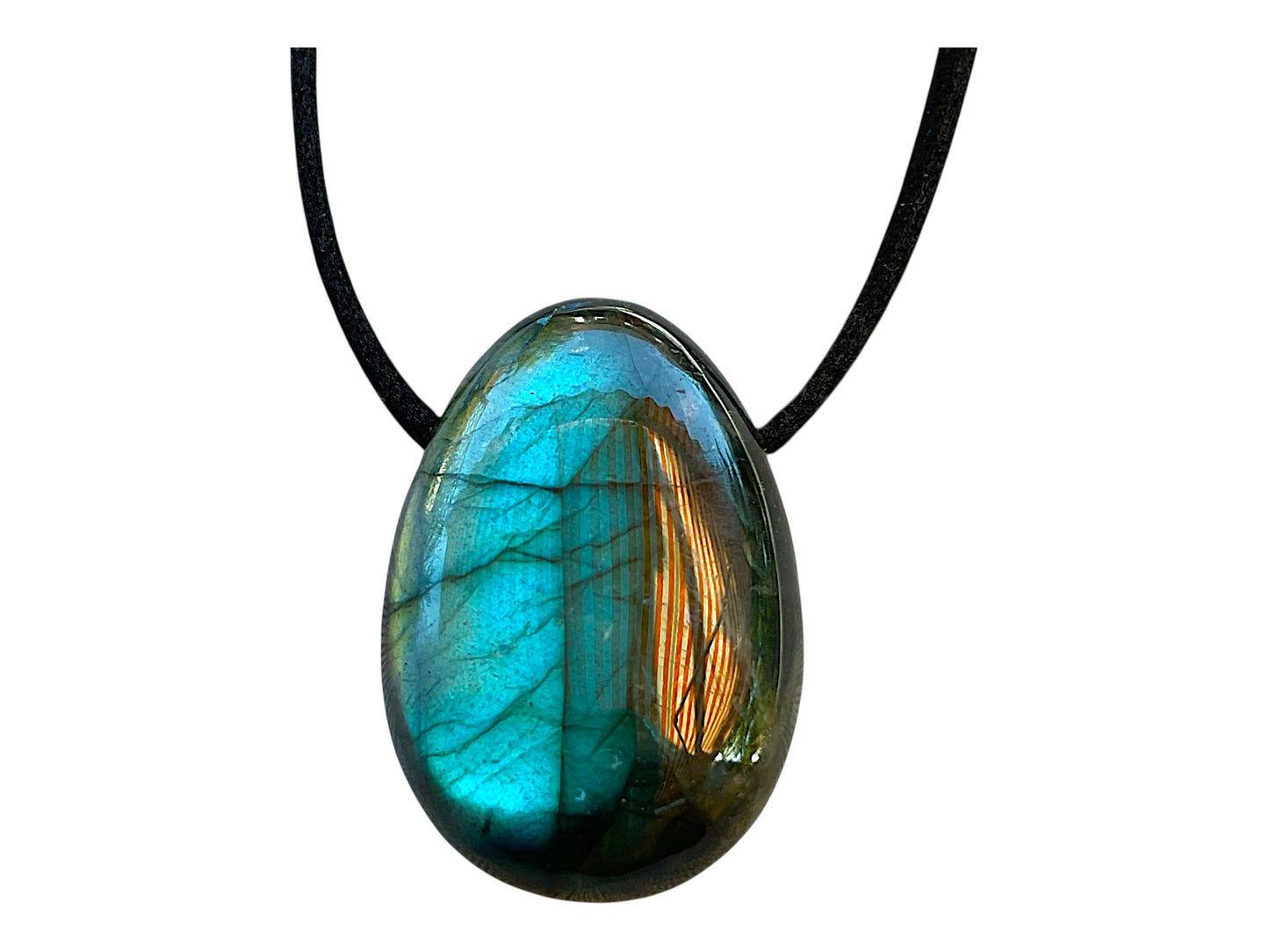 Labradorit Tropfenanhänger – Natürlicher Edelstein Anhänger mit 80 cm Band & Geschenkbox – AAA-Qualität aus Madagaskar – Echter Naturstein Schmuck ca. 30 x 20 mm