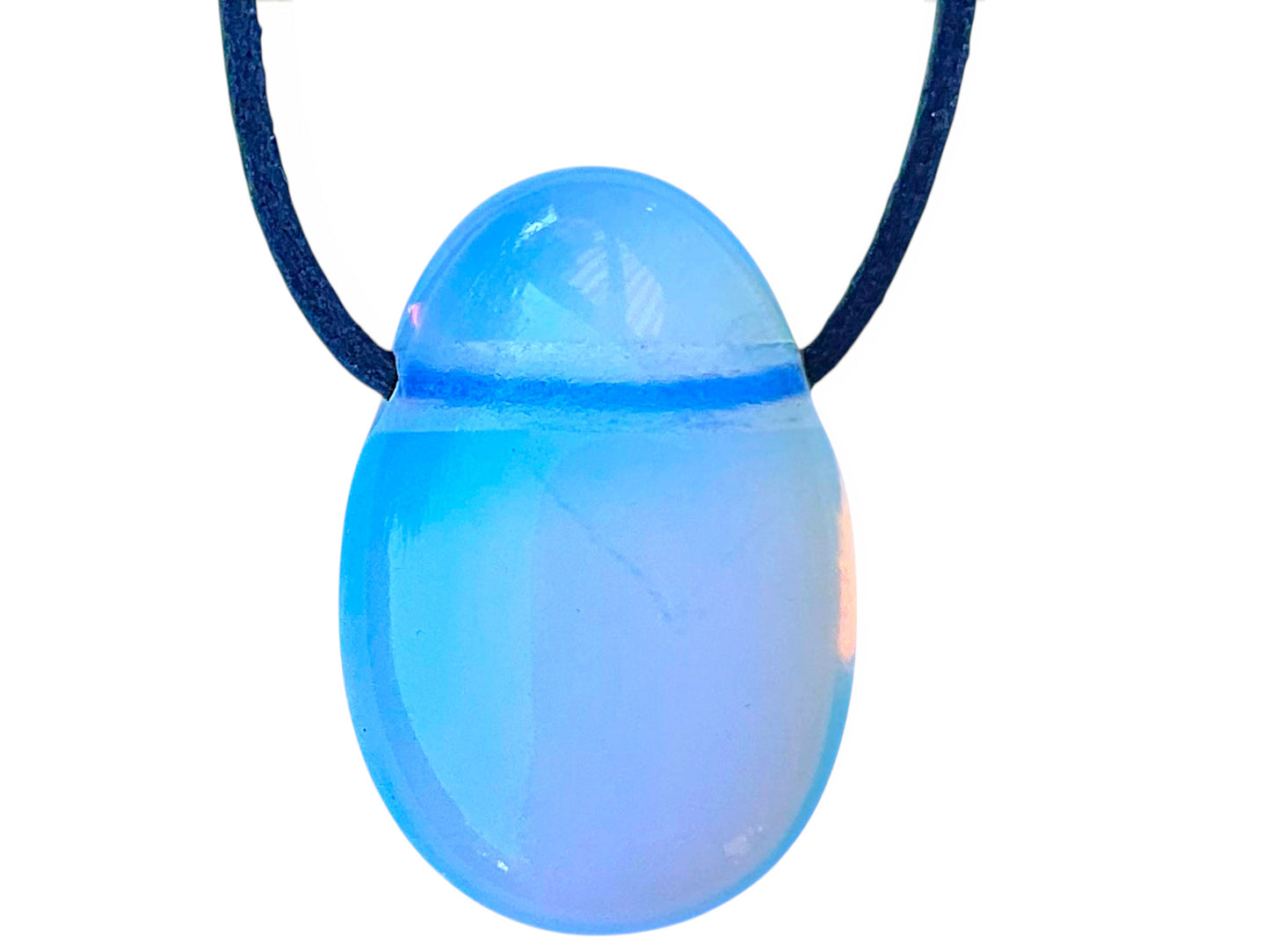 Opalit Tropfenanhänger – Schmuckstein Anhänger mit 80 cm Band & Geschenkbox – AAA-Qualität aus Brasilien – Schimmernder Opalit Schmuck ca. 30 x 20 mm