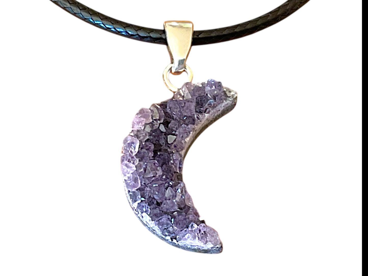 Amethyst Halbmond (Luna) Anhänger AAA-Qualität aus Brasilien - 20 × 15 mm - 925 Silber - echter Naturstein - Geschenkbox mit Edelsteinkarte