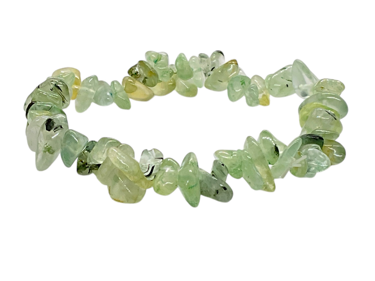 Echtes Prehnit Splitteramband | angenehm zu tragen | Der Schutzstein I 18 cm I Indien