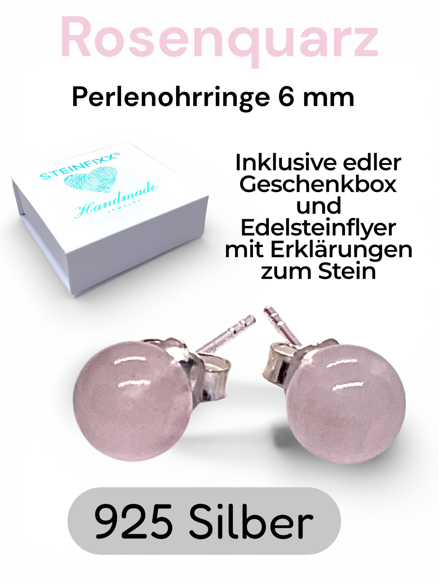 Silber Edelstein Perlen Ohrring | 6mm | 925 Silber | in Geschenkbox | verschiedene Varianten | Ohrringe - Energiesteine