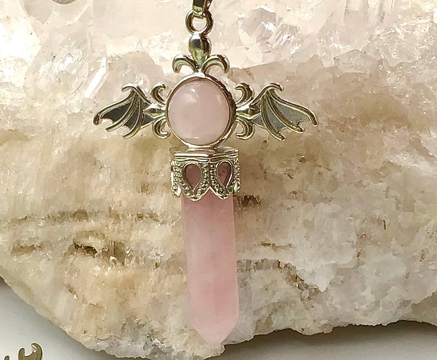 Steinfixx® - Edelstein Hexagon Kreuz Kette - Generator - 6fach facettierter Hexagon mit Energie-Spitze in Form eines Kreuzes mit zusätzlicher Edelsteinkugel | Top Qualität