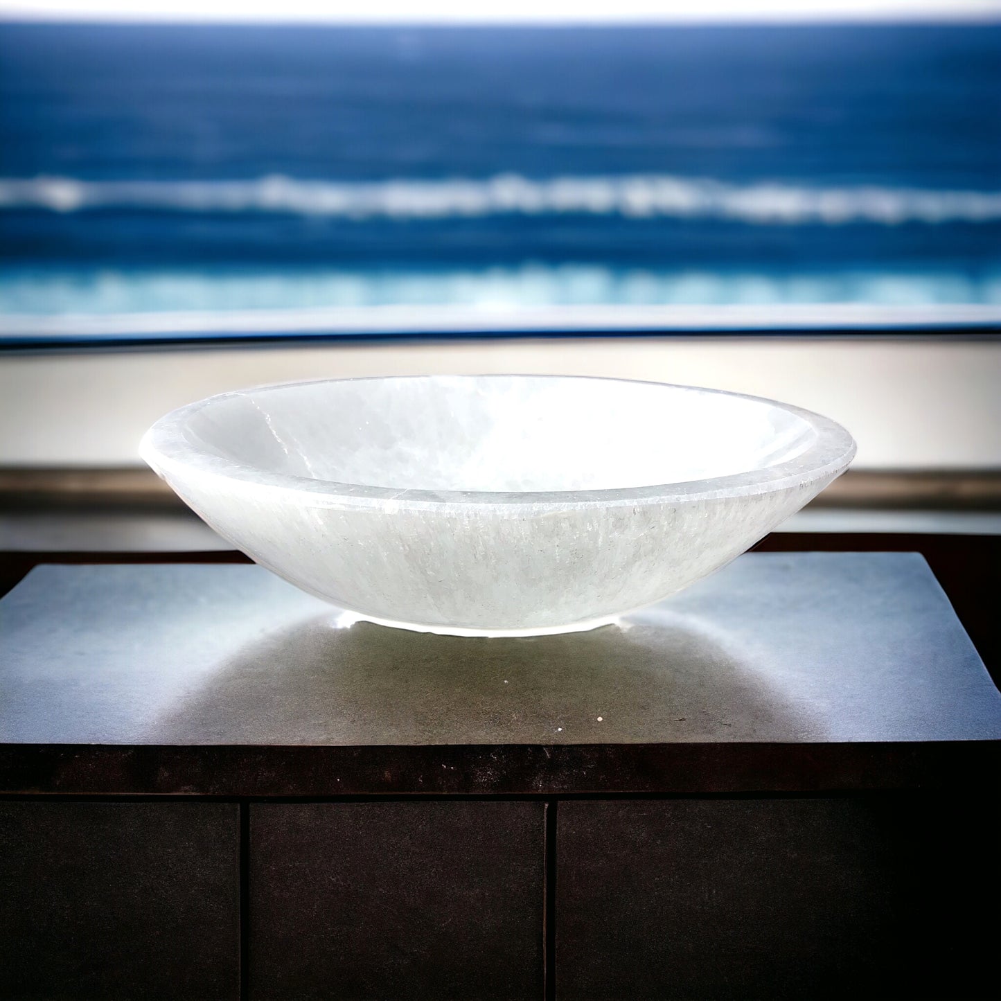 Steinfixx - Grosse und schwere Selenit Ladeschale Bowl Ø 20 cm- ca. 1000 Gramm - in dieser Größe selten erhältlich