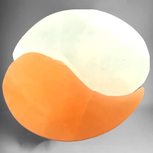 Steinfixx - Yin und Yang Edelstein Teelichthalter aus Selenit weiß und orange