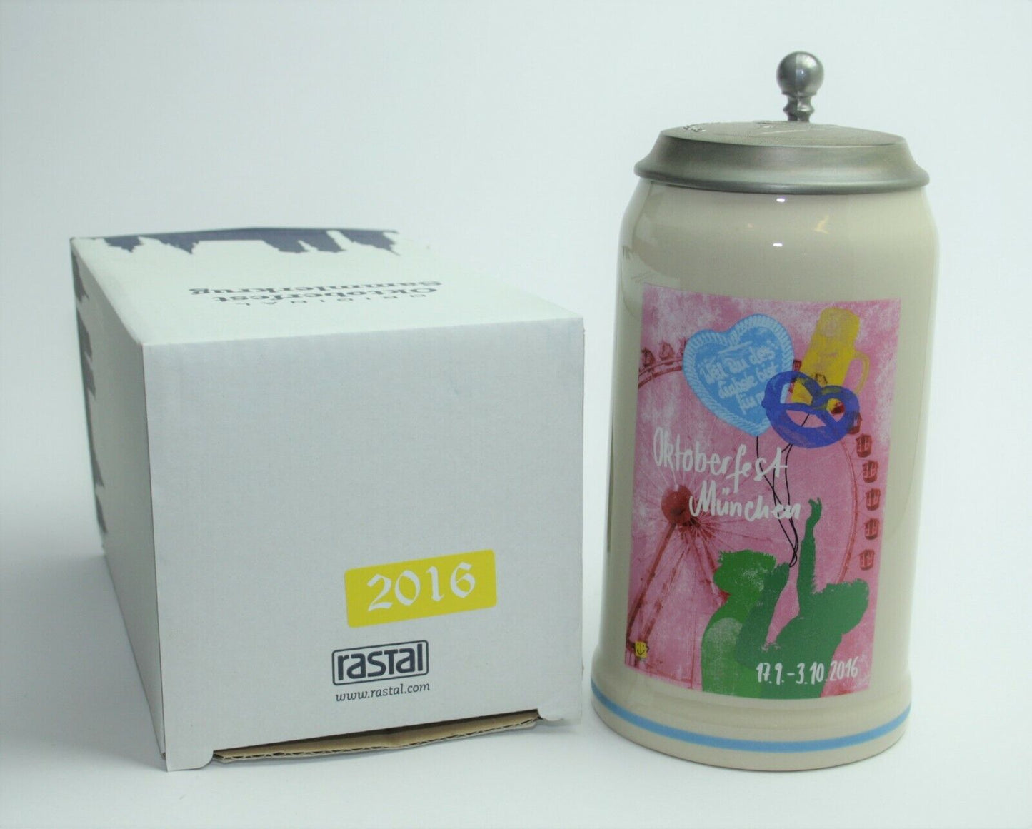 Original Oktoberfestkrug 2016 mit Zinndeckel I Jahreskrug I Zertifikat