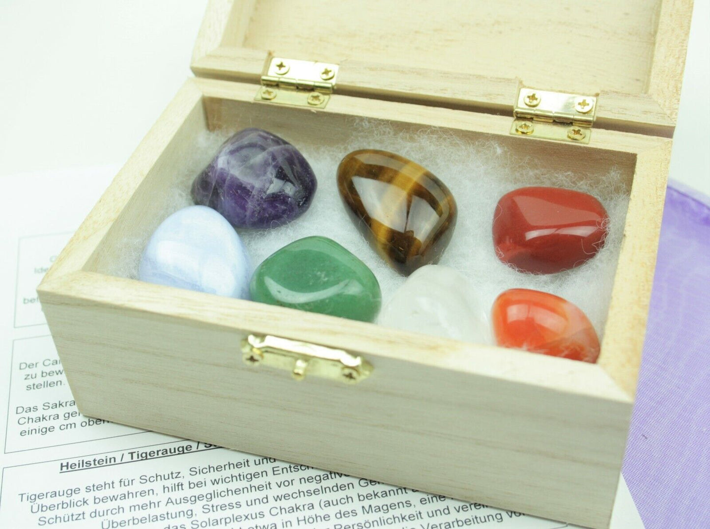 Chakra Set mit den 7 wichtigsten Heilsteinen I ausführliche Heilsteinanleitung