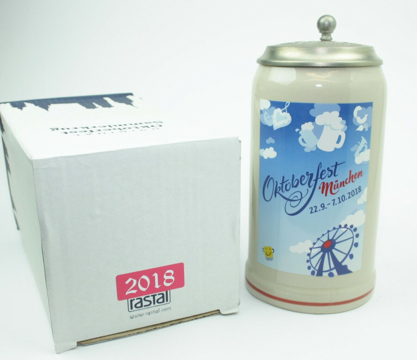 Original Oktoberfestkrug 2018 mit Zinndeckel I Jahreskrug I Zertifikat