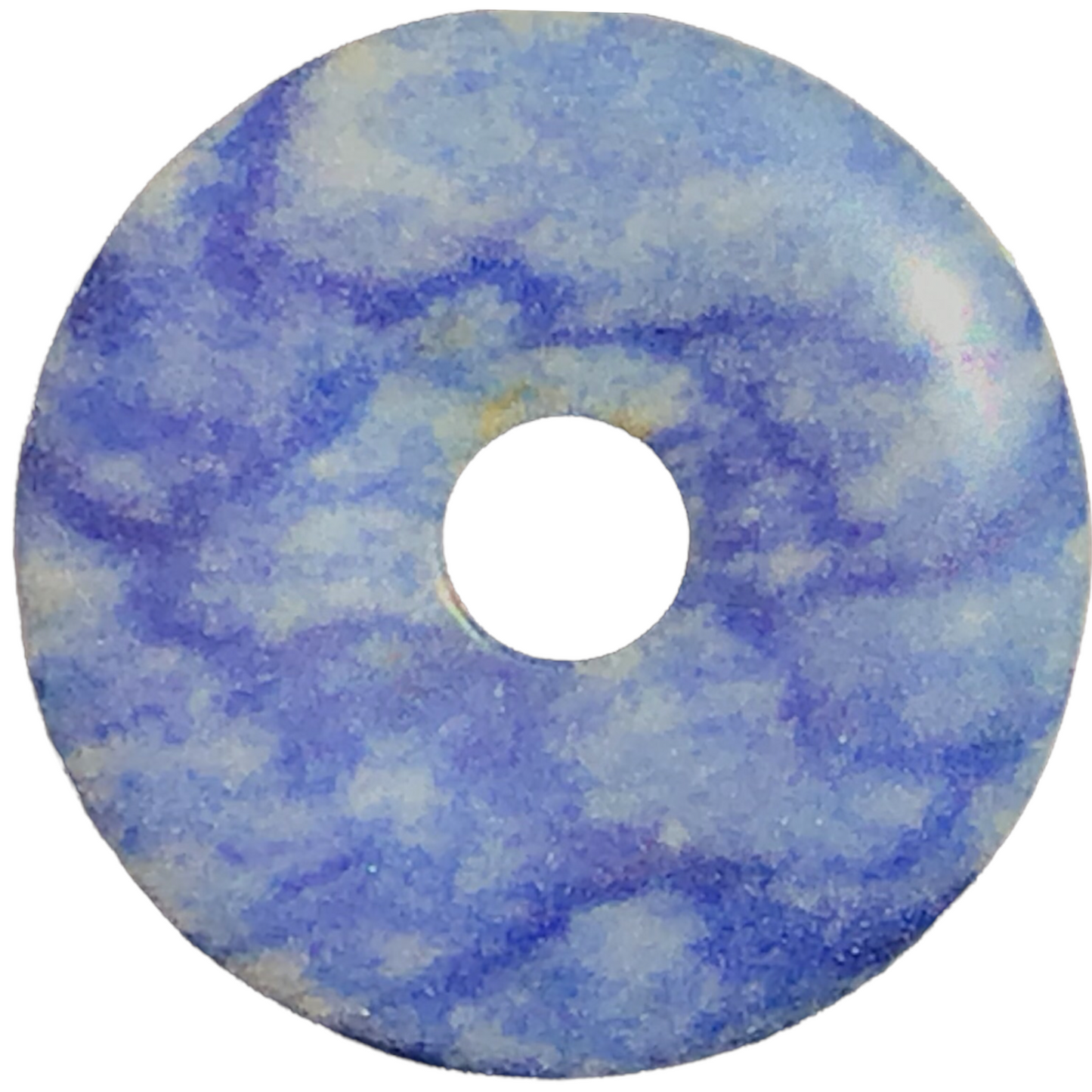 Premium Blauer Aventurin Edelstein-Donut (Blauquarz) optional als Kette mit versilberter oder vergoldeter Spirale und Wildlederband