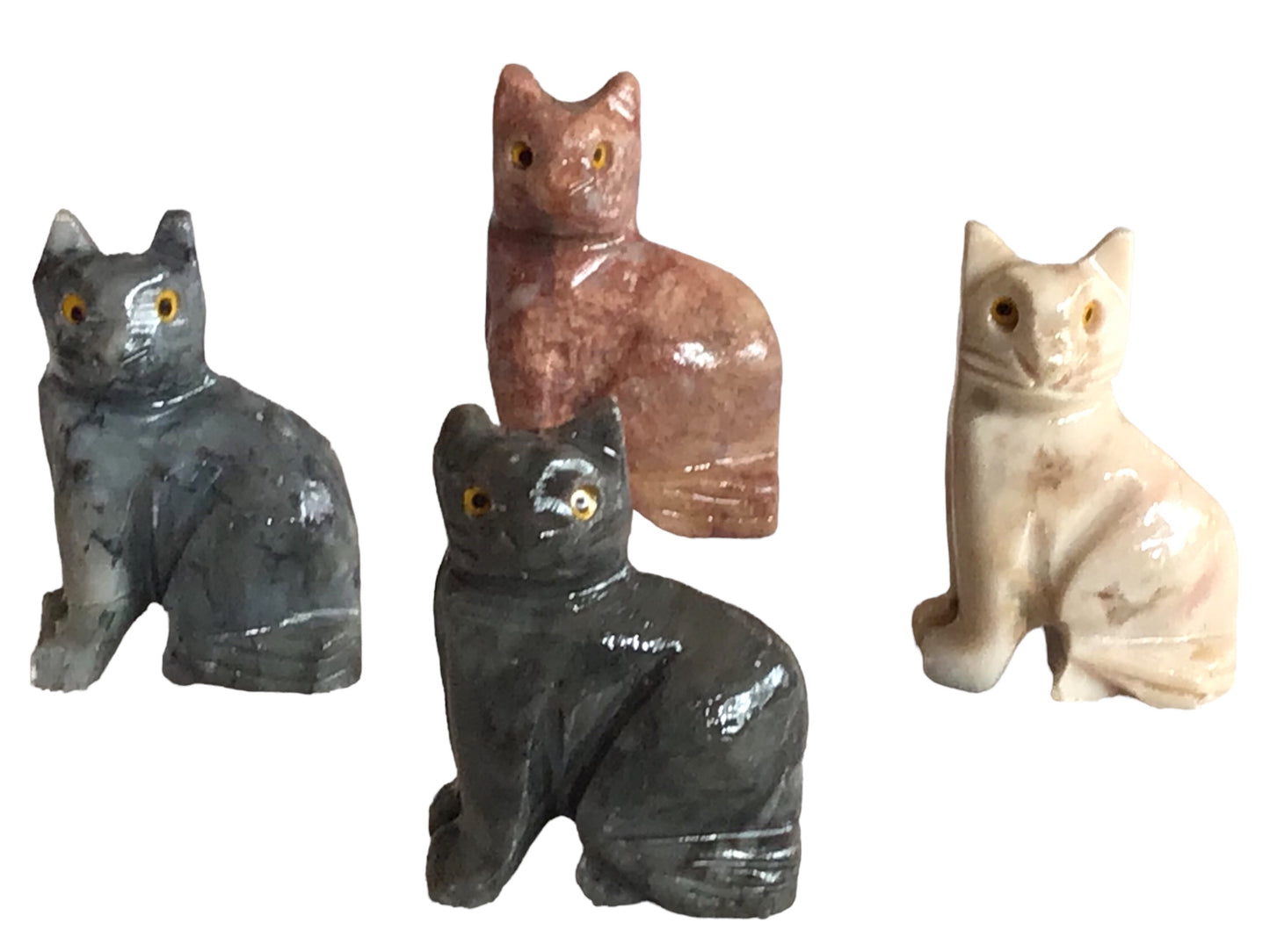 Steinfixx® - Speckstein Figur Katze Minka | Schnitzerei | Sammelfigur | geschliffen und poliert | 37x29 mm | Handarbeit