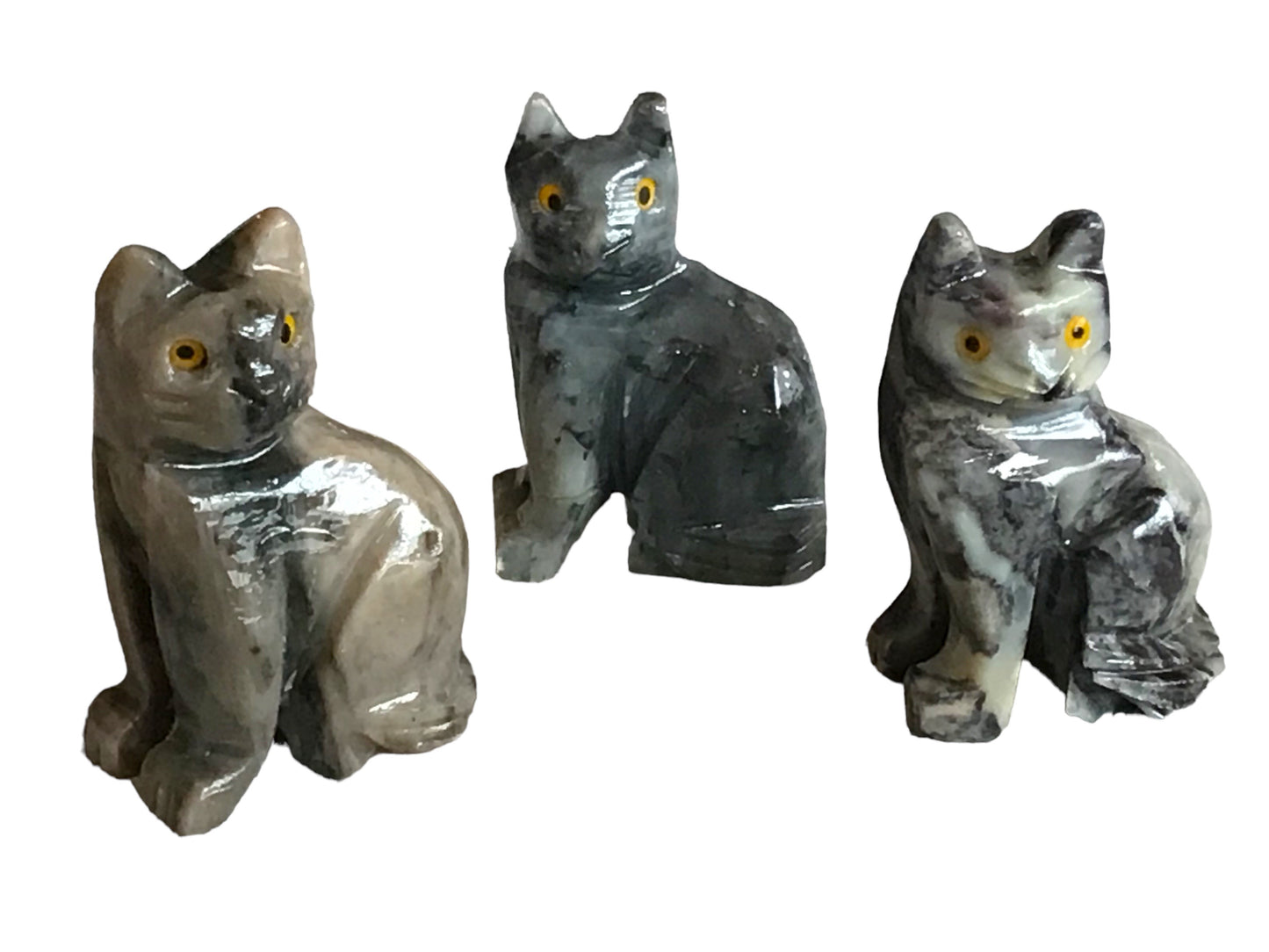 Steinfixx® - Speckstein Figur Katze Minka | Schnitzerei | Sammelfigur | geschliffen und poliert | 37x29 mm | Handarbeit