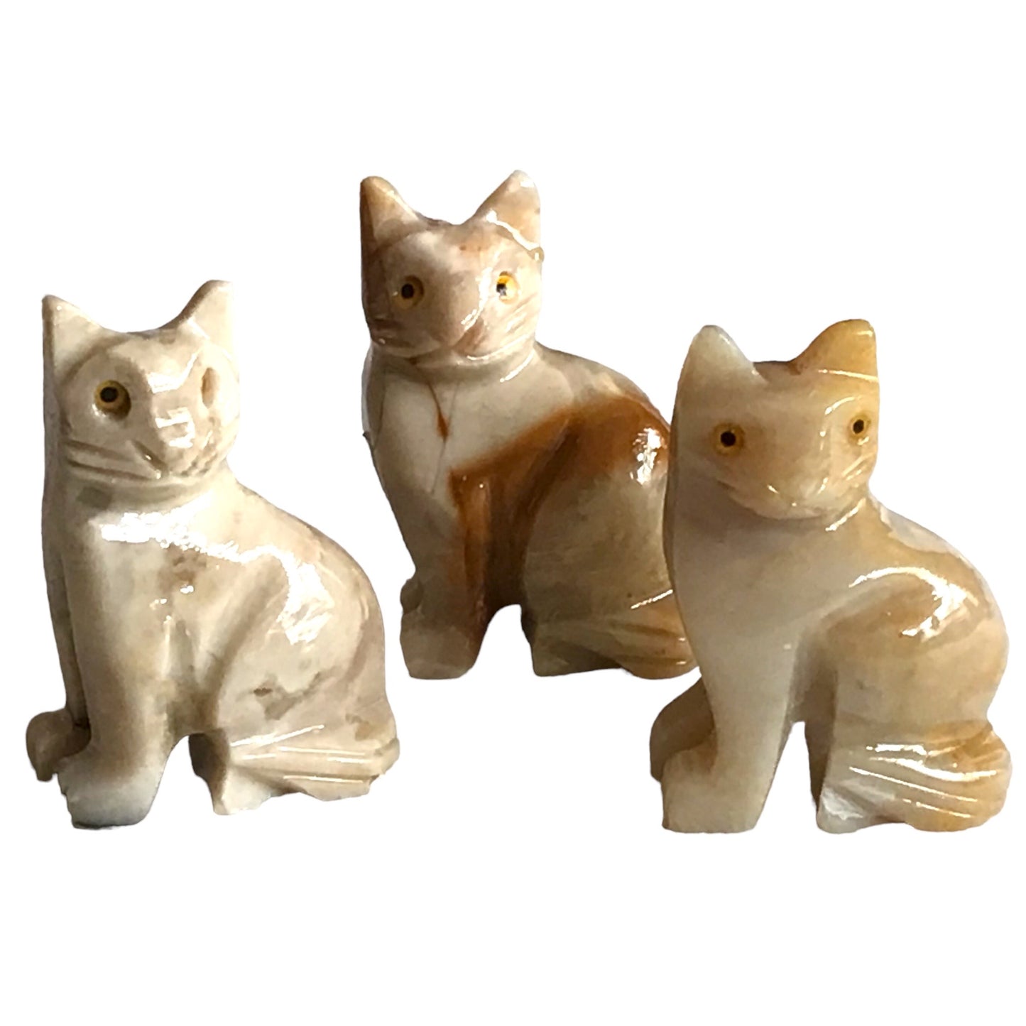 Steinfixx® - Speckstein Figur Katze Minka | Schnitzerei | Sammelfigur | geschliffen und poliert | 37x29 mm | Handarbeit