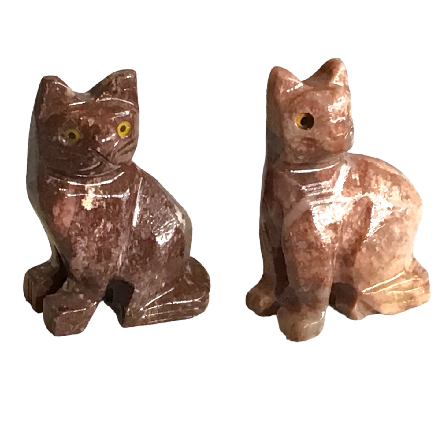 Steinfixx® - Speckstein Figur Katze Minka | Schnitzerei | Sammelfigur | geschliffen und poliert | 37x29 mm | Handarbeit
