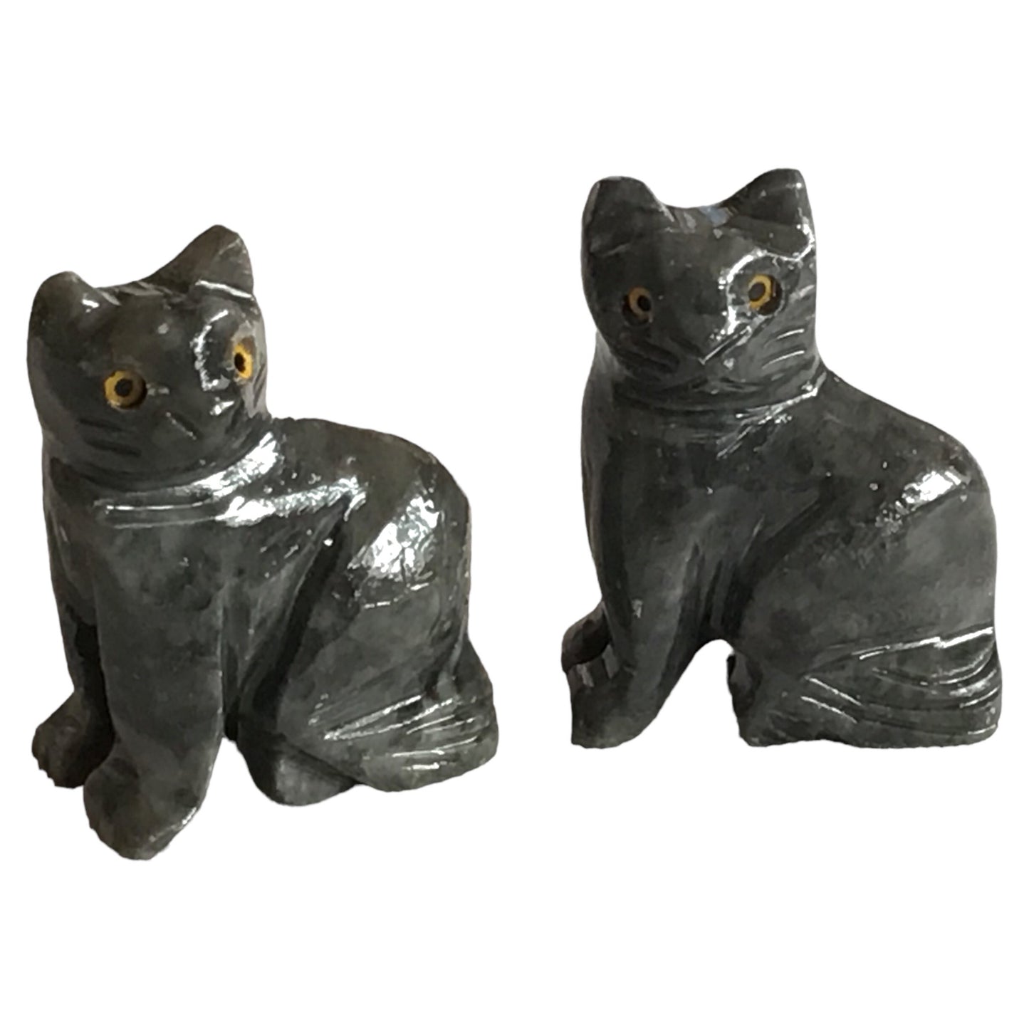Steinfixx® - Speckstein Figur Katze Minka | Schnitzerei | Sammelfigur | geschliffen und poliert | 37x29 mm | Handarbeit