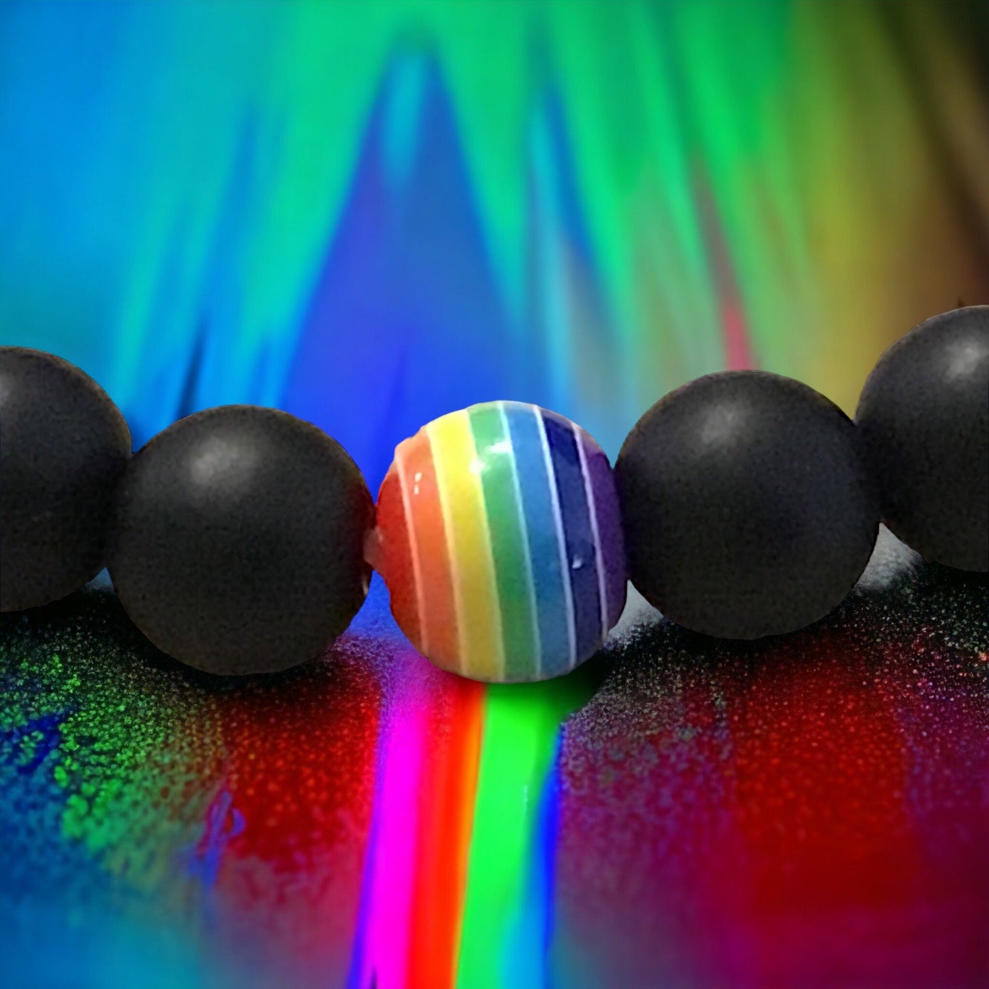 Obsidian Kraftarmband | Stolz-Pride | Wunscharmband | Glücksarmband| - LGBTQIA+ - Regenbogenperle - Akzeptanzstein - Trage Deine Farben mit Stolz!