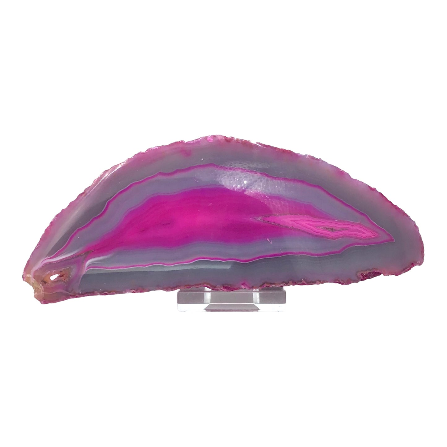 Achatscheibe pink mit Acrylständer I 307 gr. I 150x60x20mm I Brasilien I Unikat