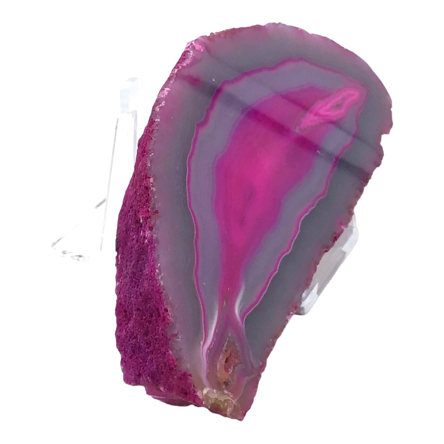 Achatscheibe pink mit Acrylständer I 307 gr. I 150x60x20mm I Brasilien I Unikat