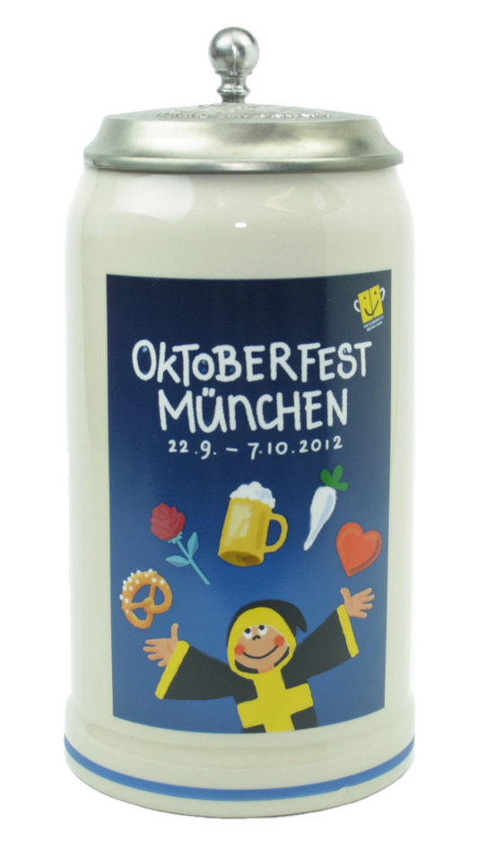 Original Oktoberfestkrug 2012 mit Zinndeckel I Jahreskrug I Zertifikat