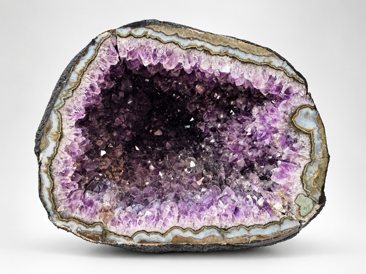 XXL Amethyst Druse aus Brasilien – 8,3 kg – 19 × 20 × 20 cm – AAA-Qualität – Achat-Chalcedonrand – Sammlerstück – Unikat 1680