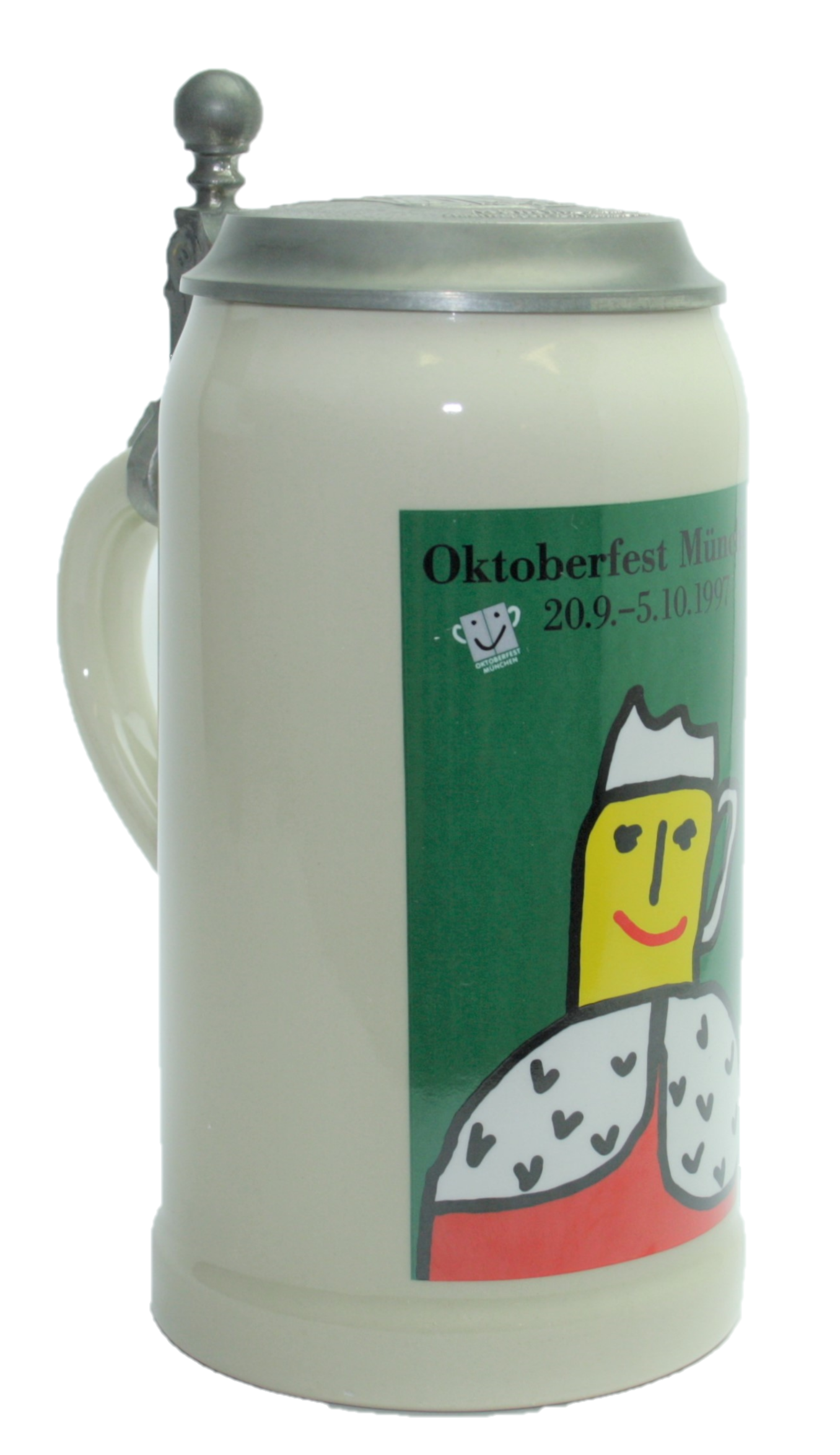 Original Oktoberfestkrug 1997 mit Zinndeckel I Jahreskrug I Zertifikat