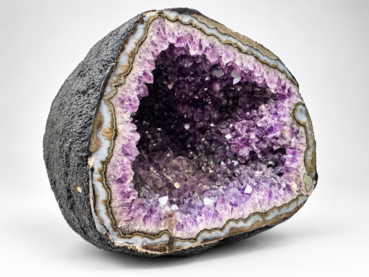 XXL Amethyst Druse aus Brasilien – 8,3 kg – 19 × 20 × 20 cm – AAA-Qualität – Achat-Chalcedonrand – Sammlerstück – Unikat 1680
