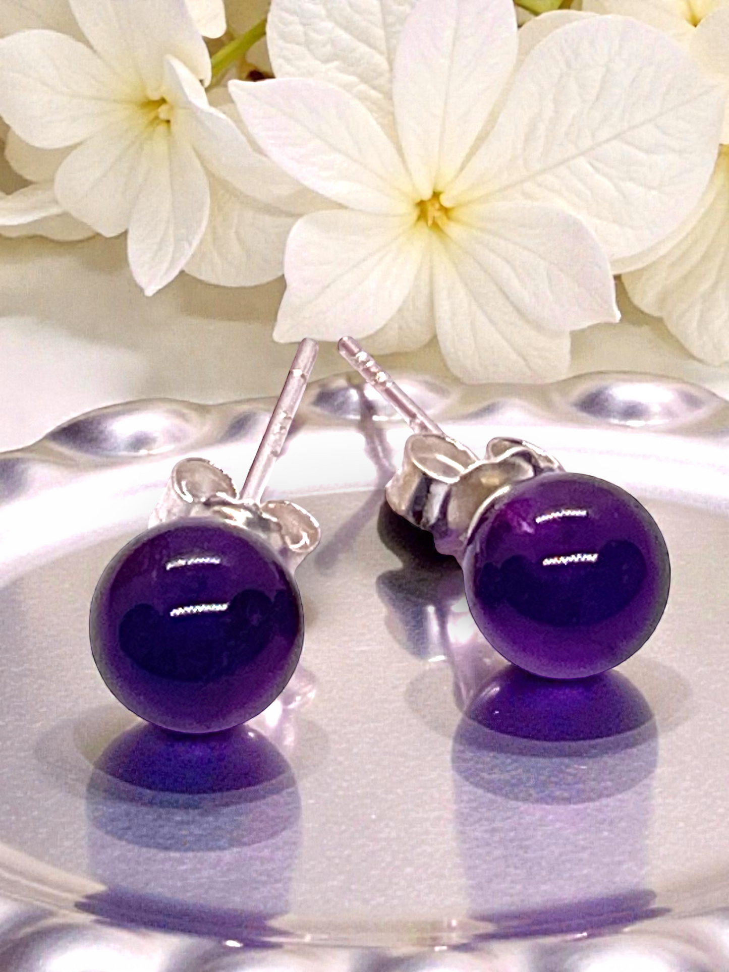 Silber Edelstein Perlen Ohrring | 6mm | 925 Silber  | in Geschenkbox | verschiedene Varianten | Ohrringe - Energiesteine