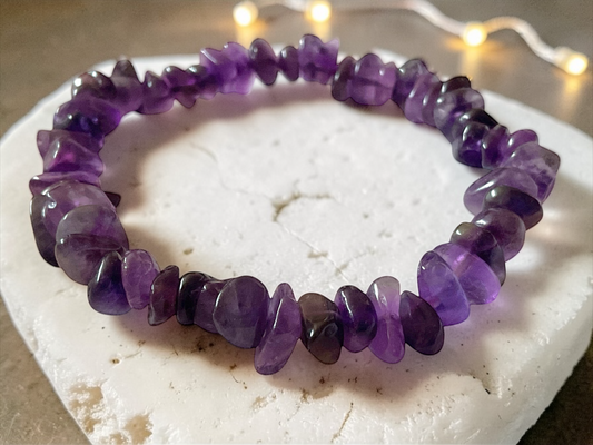 Amethyst Trommelstein Splitterarmband  *Reinigung*  - echter Amethyst Edelstein-Schmuck & Chakra-Armband für Damen & Herren I AAA-Qualität I Brasilien