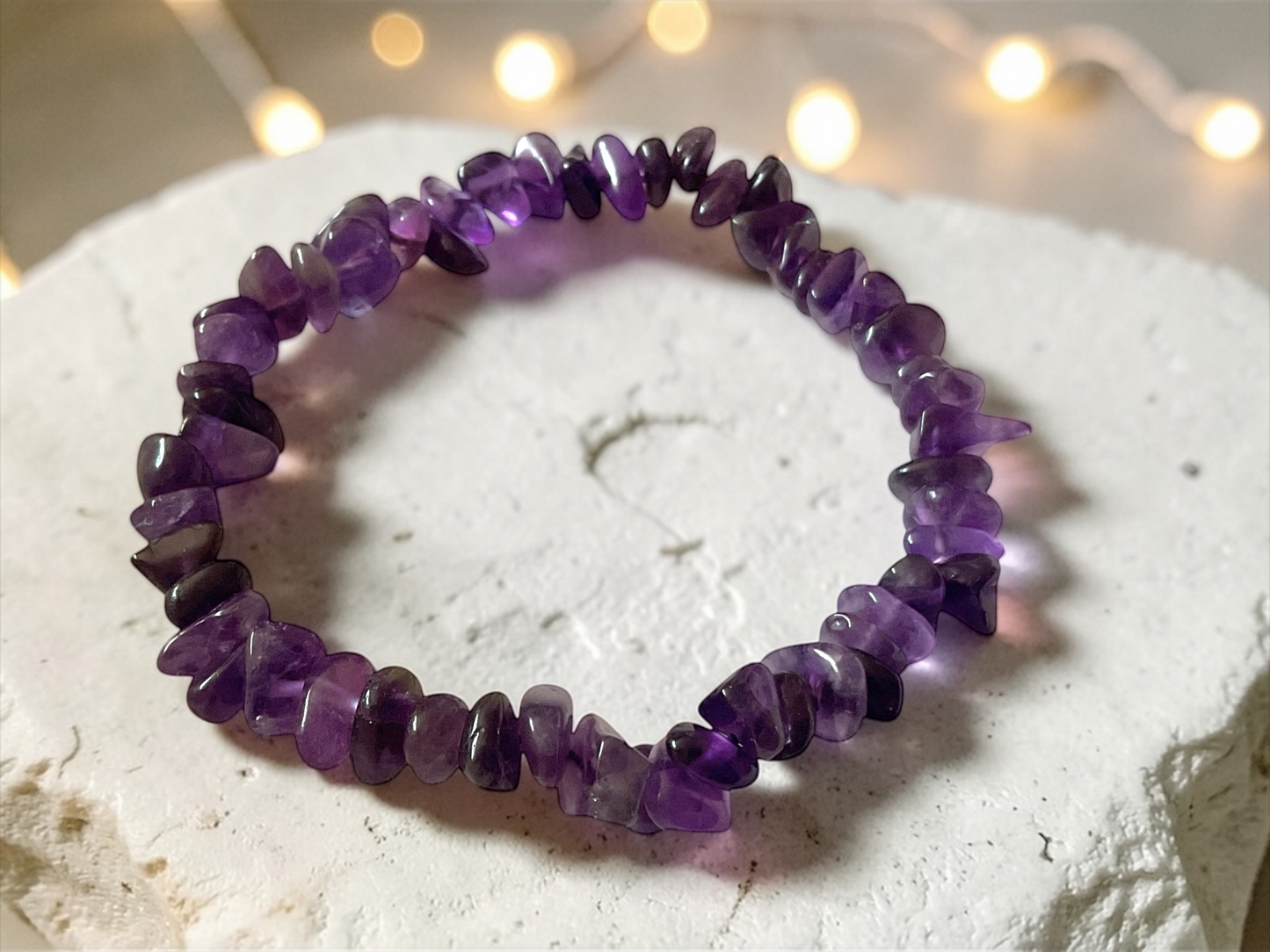 Amethyst Trommelstein Splitterarmband  *Reinigung*  - echter Amethyst Edelstein-Schmuck & Chakra-Armband für Damen & Herren I AAA-Qualität I Brasilien