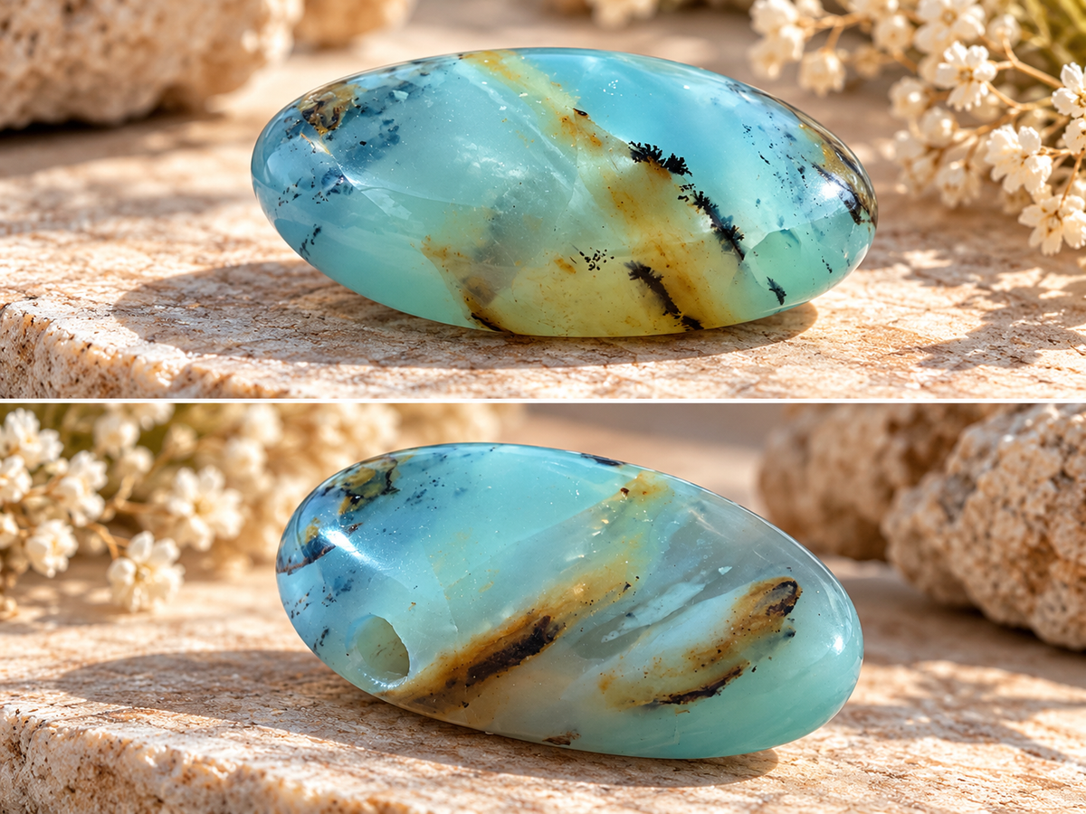 Peruanischer Blauer Opal Tropfenanhänger – Blaue Lagune der Anden | Limitiertes Unikat inkl. Magnet-Geschenkbox