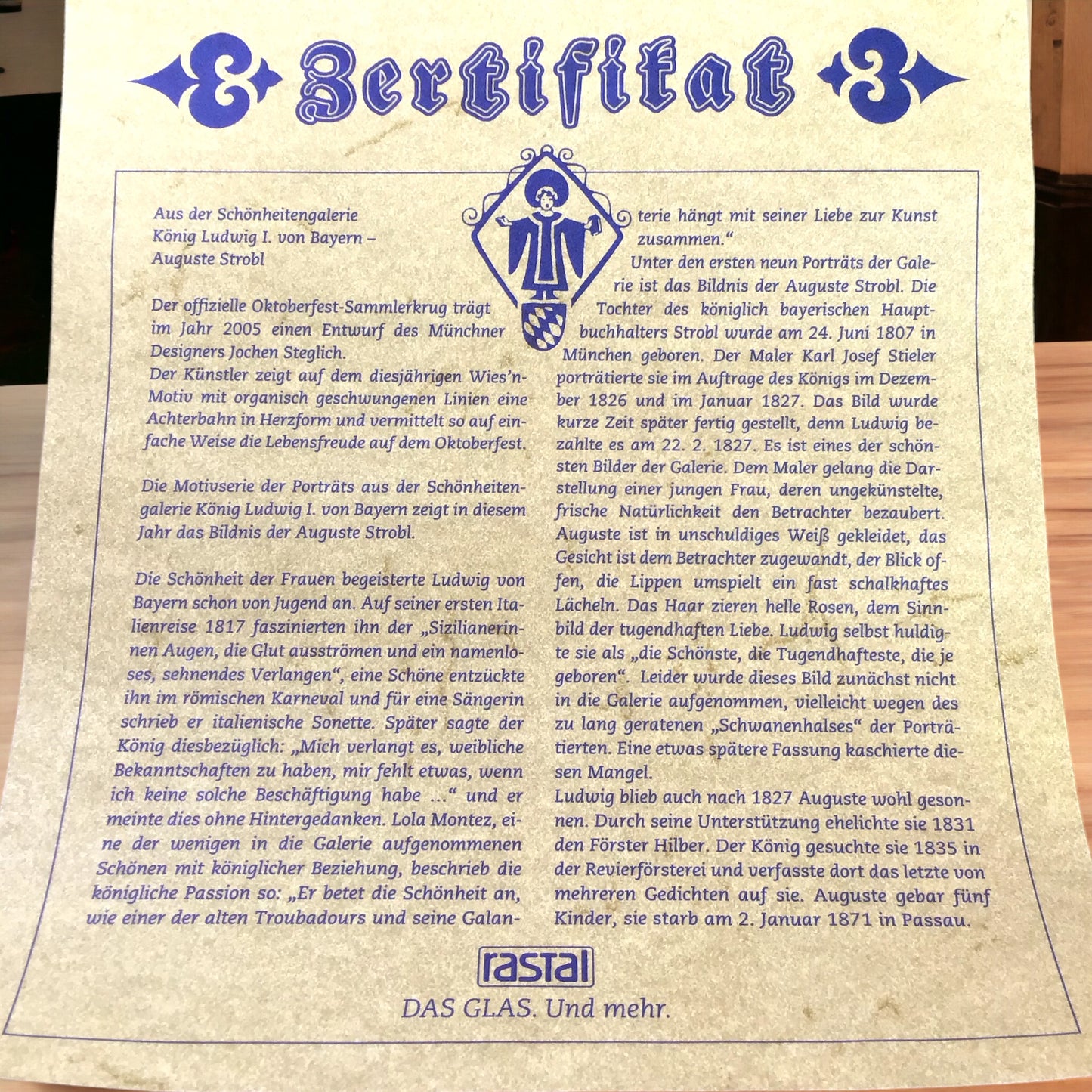 Original Oktoberfestkrug 2005 mit Zinndeckel I Jahreskrug I Zertifikat