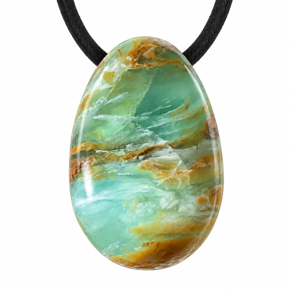 Peruanischer Blauer Opal Tropfenanhänger – Landschaft der Anden | Limitiertes Unikat inkl. Magnet-Geschenkbox