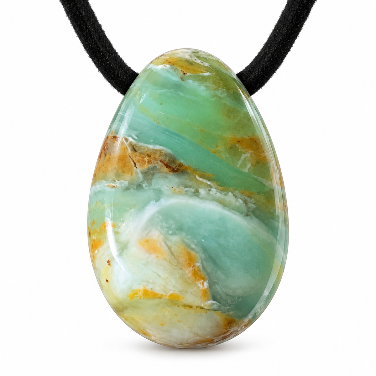 Peruanischer Blauer Opal Tropfenanhänger – Landschaft der Anden | Limitiertes Unikat inkl. Magnet-Geschenkbox