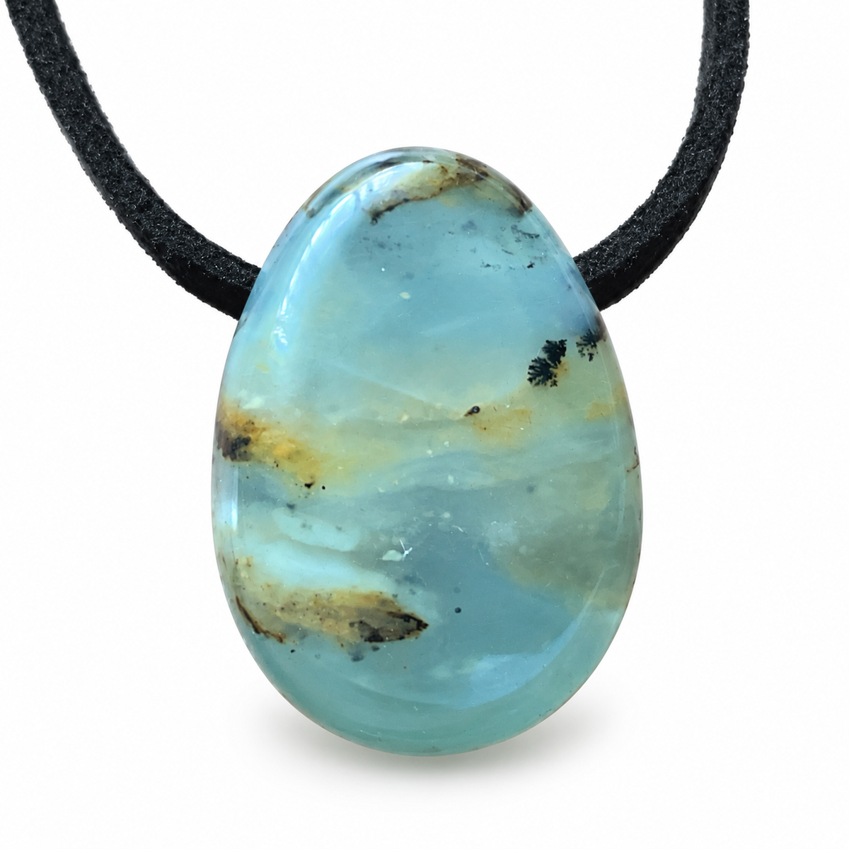 Peruanischer Blauer Opal Tropfenanhänger – Blaue Lagune der Anden | Limitiertes Unikat inkl. Magnet-Geschenkbox