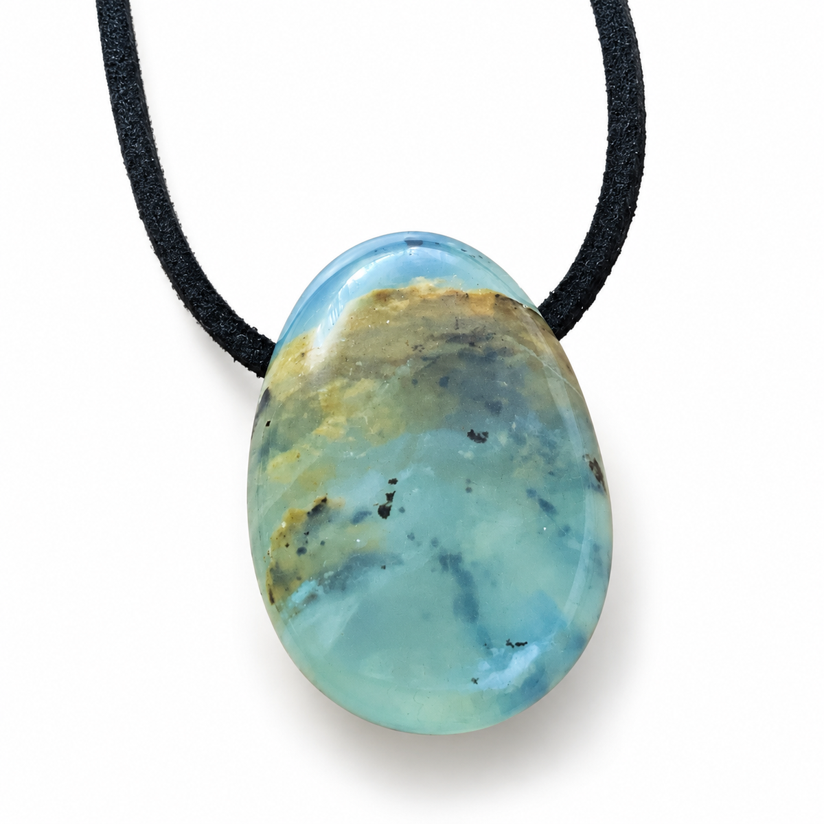 Peruanischer Blauer Opal Tropfenanhänger – Blaue Lagune der Anden | Limitiertes Unikat inkl. Magnet-Geschenkbox