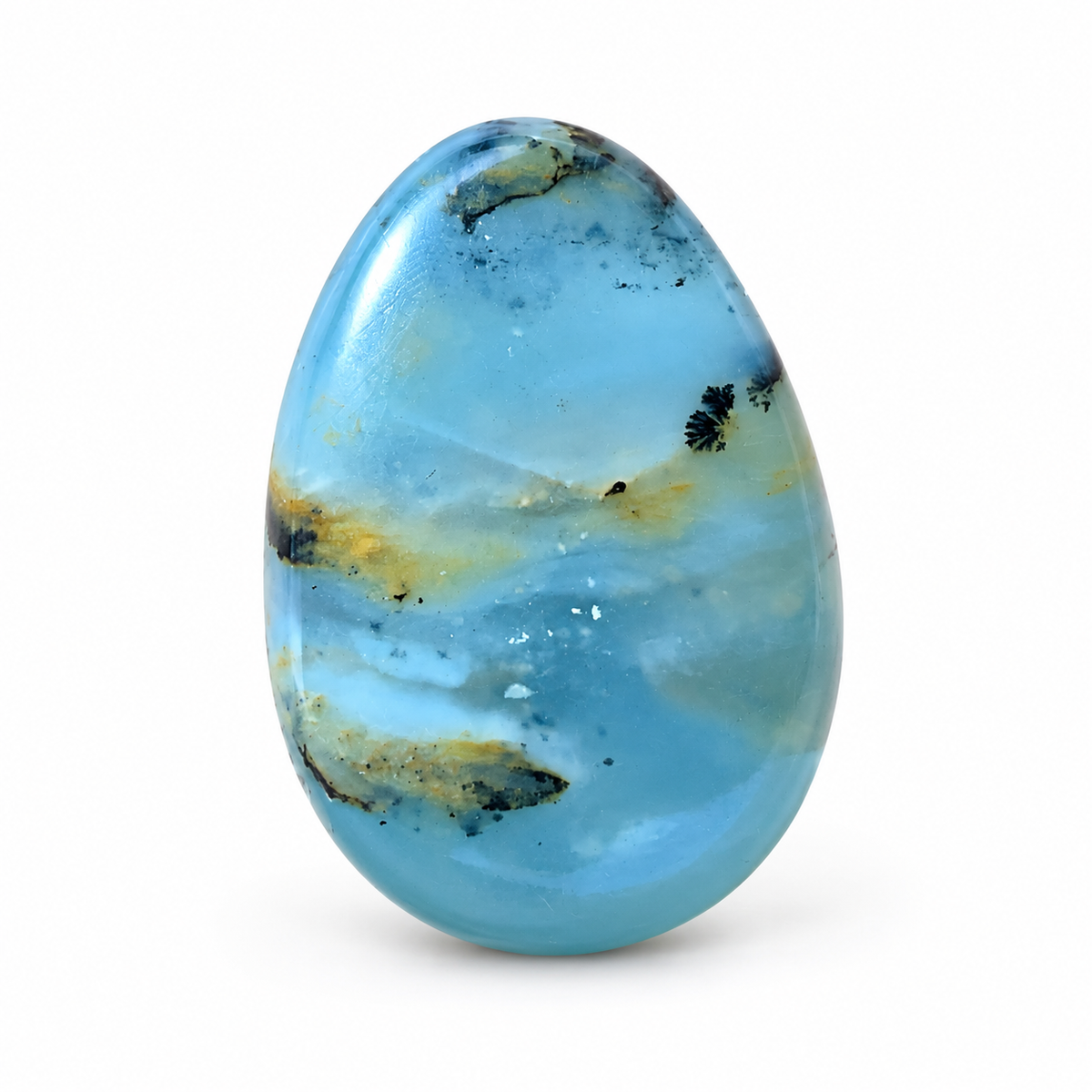 Peruanischer Blauer Opal Tropfenanhänger – Blaue Lagune der Anden | Limitiertes Unikat inkl. Magnet-Geschenkbox