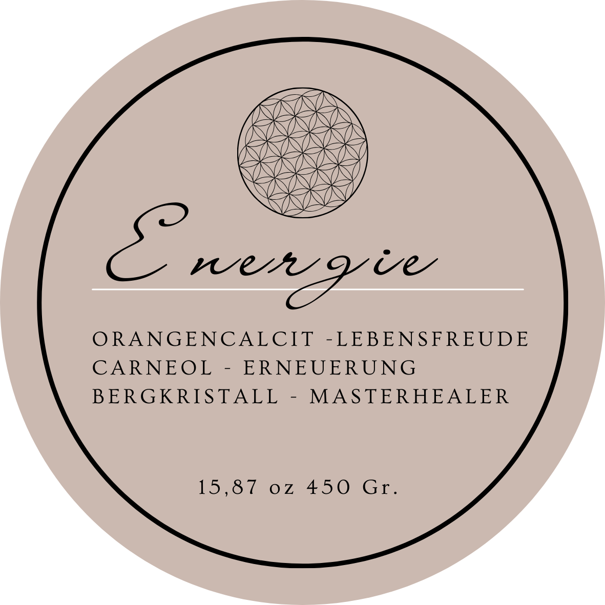 Große Edelsteinkerze "Energie" im Glas mit Anleitung | Duftkerze | Ritualkerze | Kristallkerze mit Blüten | Orangencalcit, Carneol, Bergkristall | Vanille