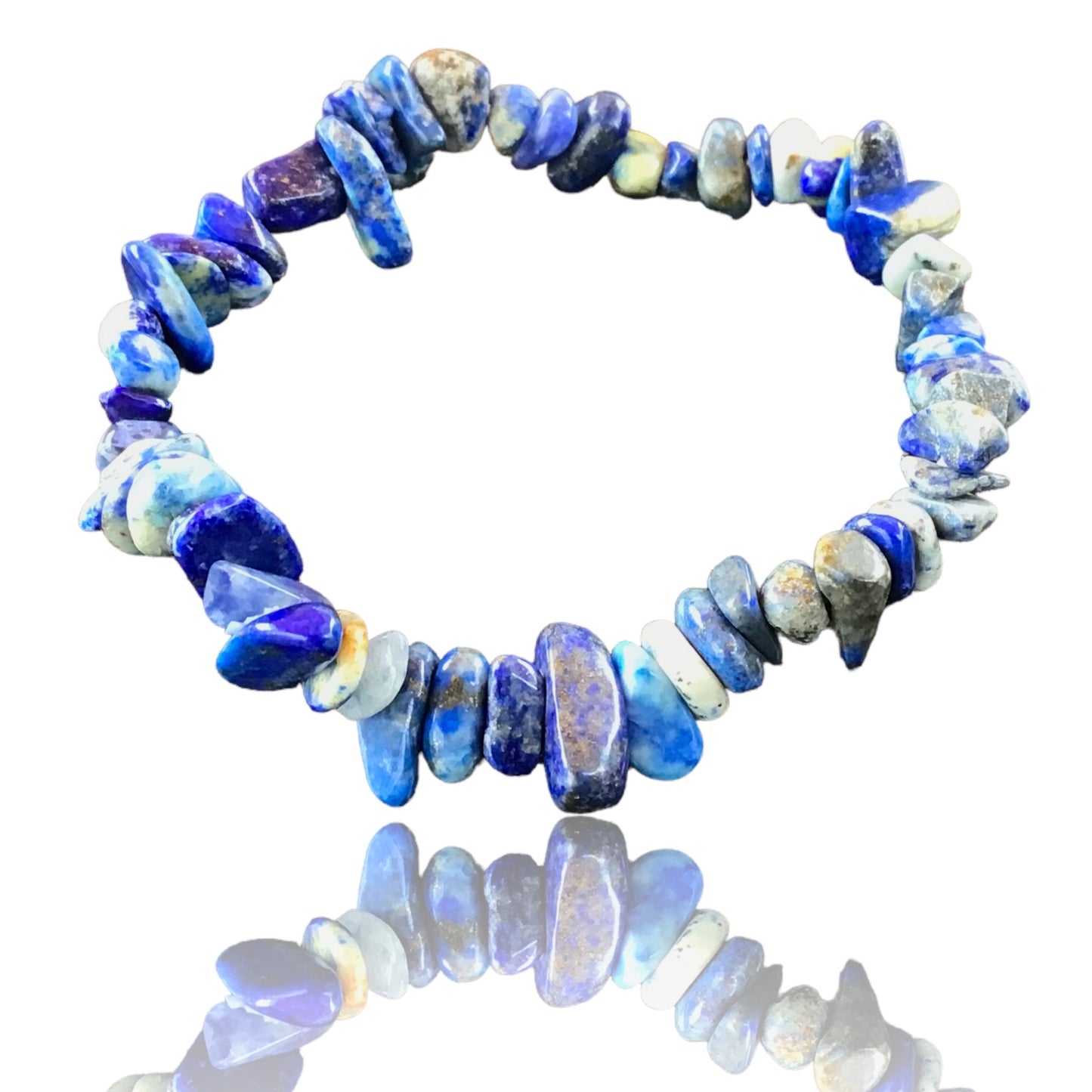 Lapislazuli Trommelstein Splitter Armband  *SCHUTZ DER KÖNIGE*  - echter Lapislazuli Edelstein-Schmuck - Chakra-Armband für Damen & Herren