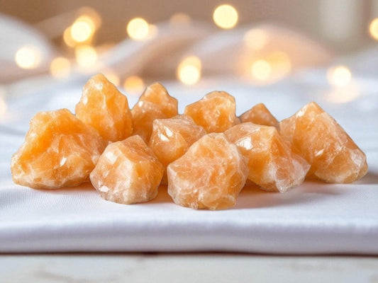 Orangencalcit I farbintensiv I Rohsteine I 3-4 cm I 300 gr. I Heilstein I Wasserstein I Dekoration I Mexiko