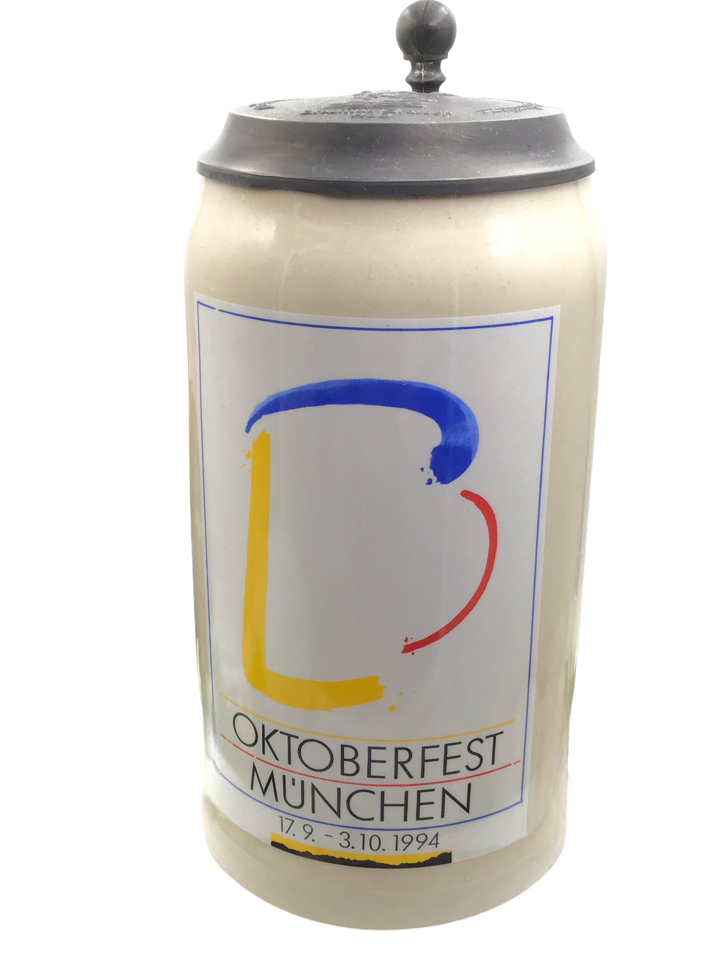 Original Oktoberfestkrug 1994 mit Zinndeckel I Jahreskrug I Zertifikat
