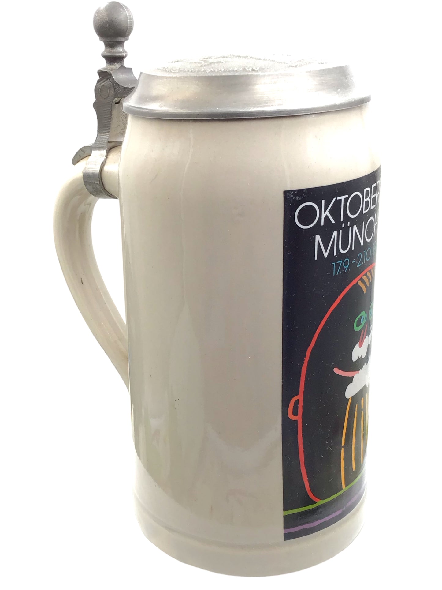 Original Oktoberfestkrug 1988 mit Zinndeckel I Jahreskrug