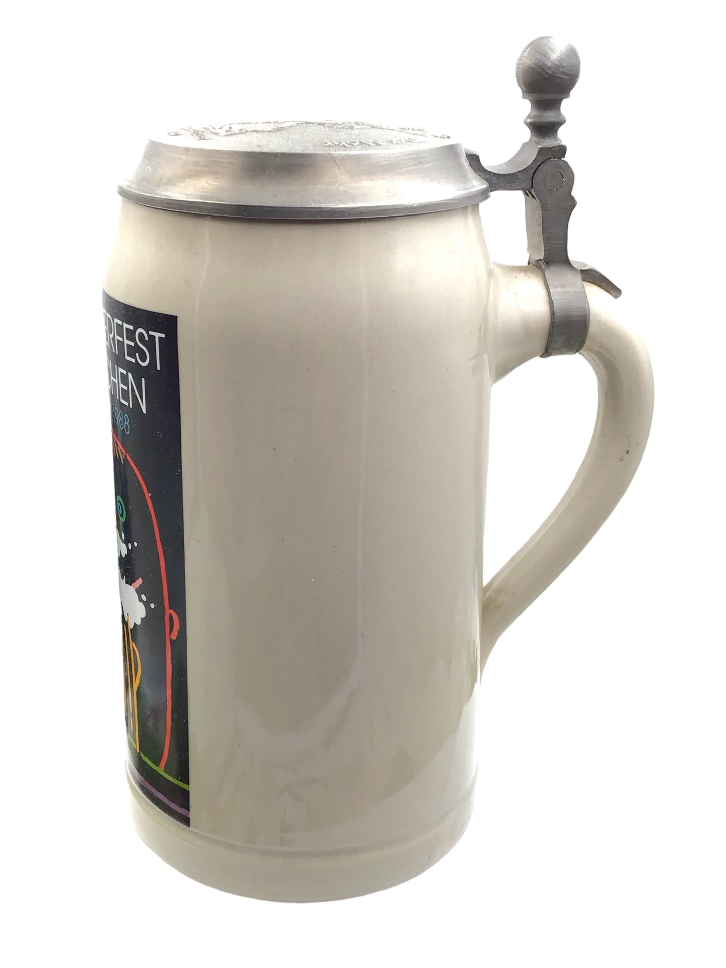 Original Oktoberfestkrug 1988 mit Zinndeckel I Jahreskrug