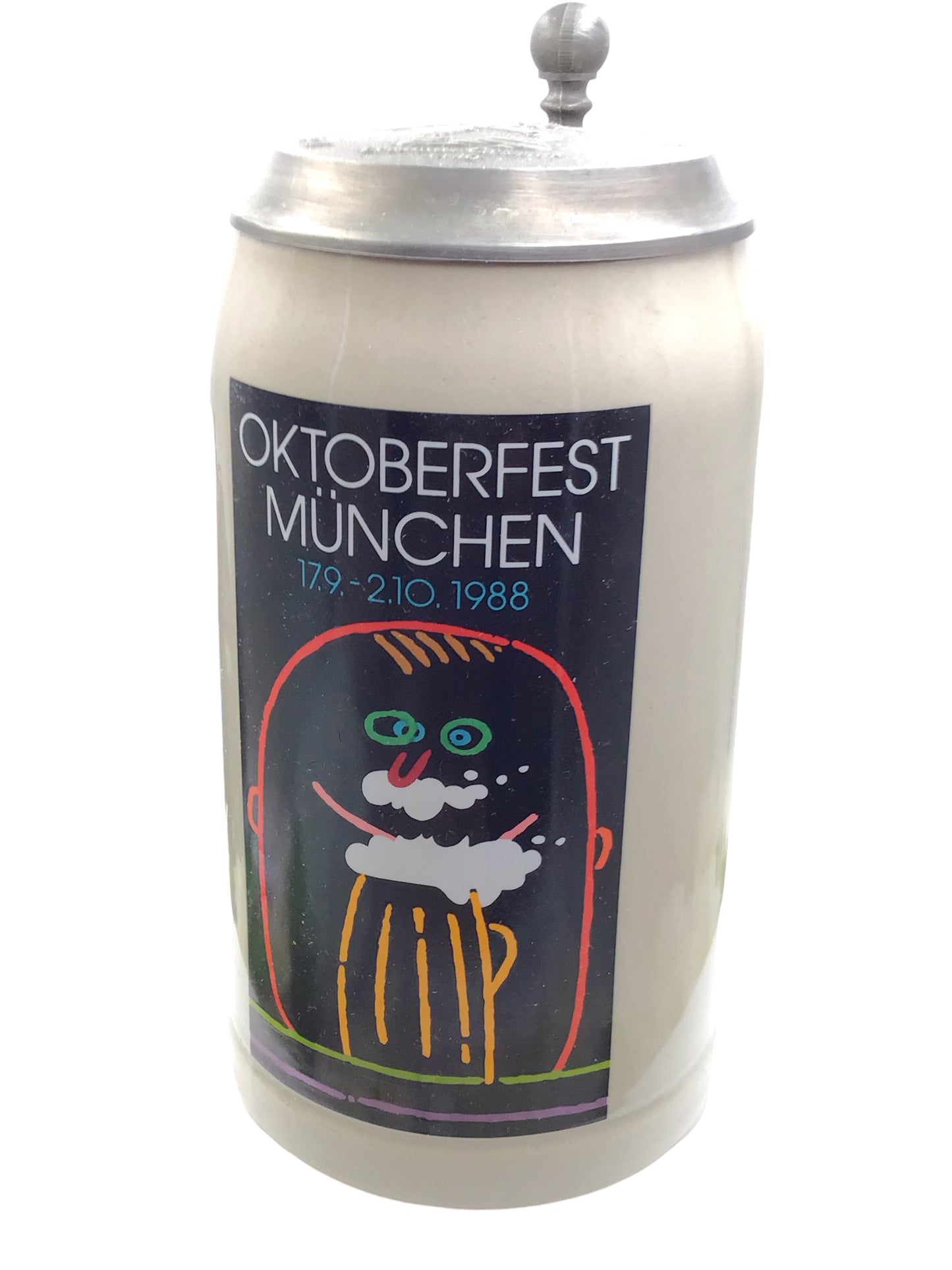 Original Oktoberfestkrug 1988 mit Zinndeckel I Jahreskrug