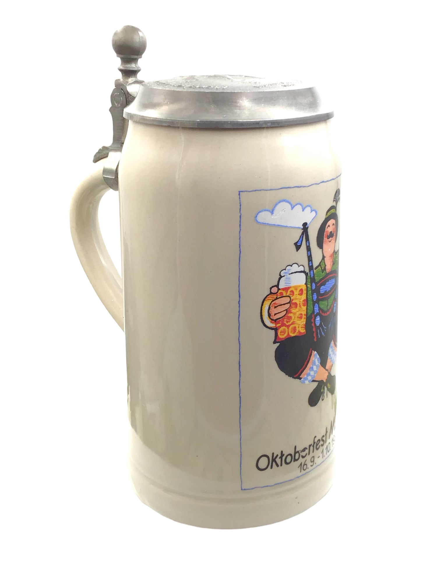 Original Oktoberfestkrug 1989 mit Zinndeckel I Jahreskrug I Zertifikat