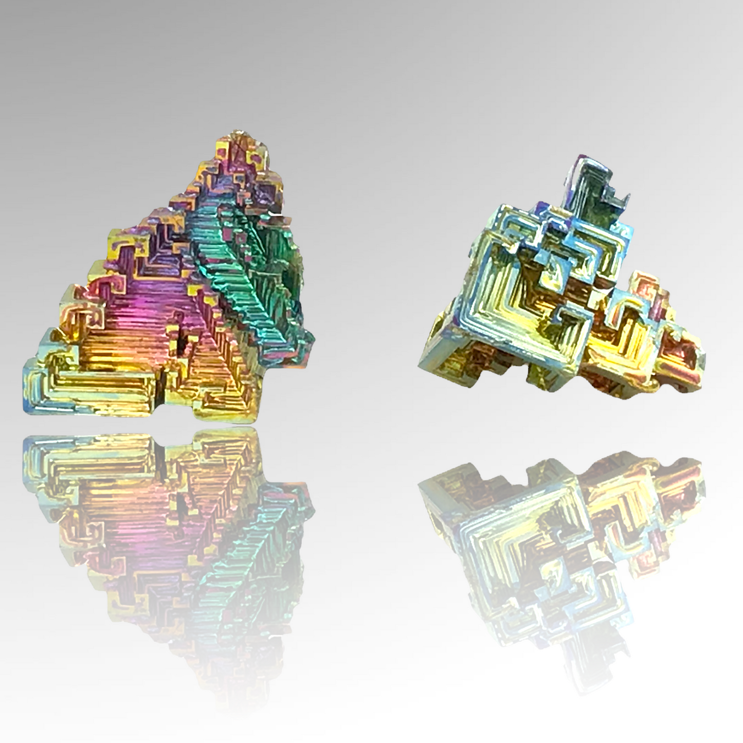 Wismut Kristall Bismut Pyramide 80–100g – Skelettkristall Regenbogenfarben Irisierend – ca. 60mm – Metall Kristall Deko – AAA Qualität