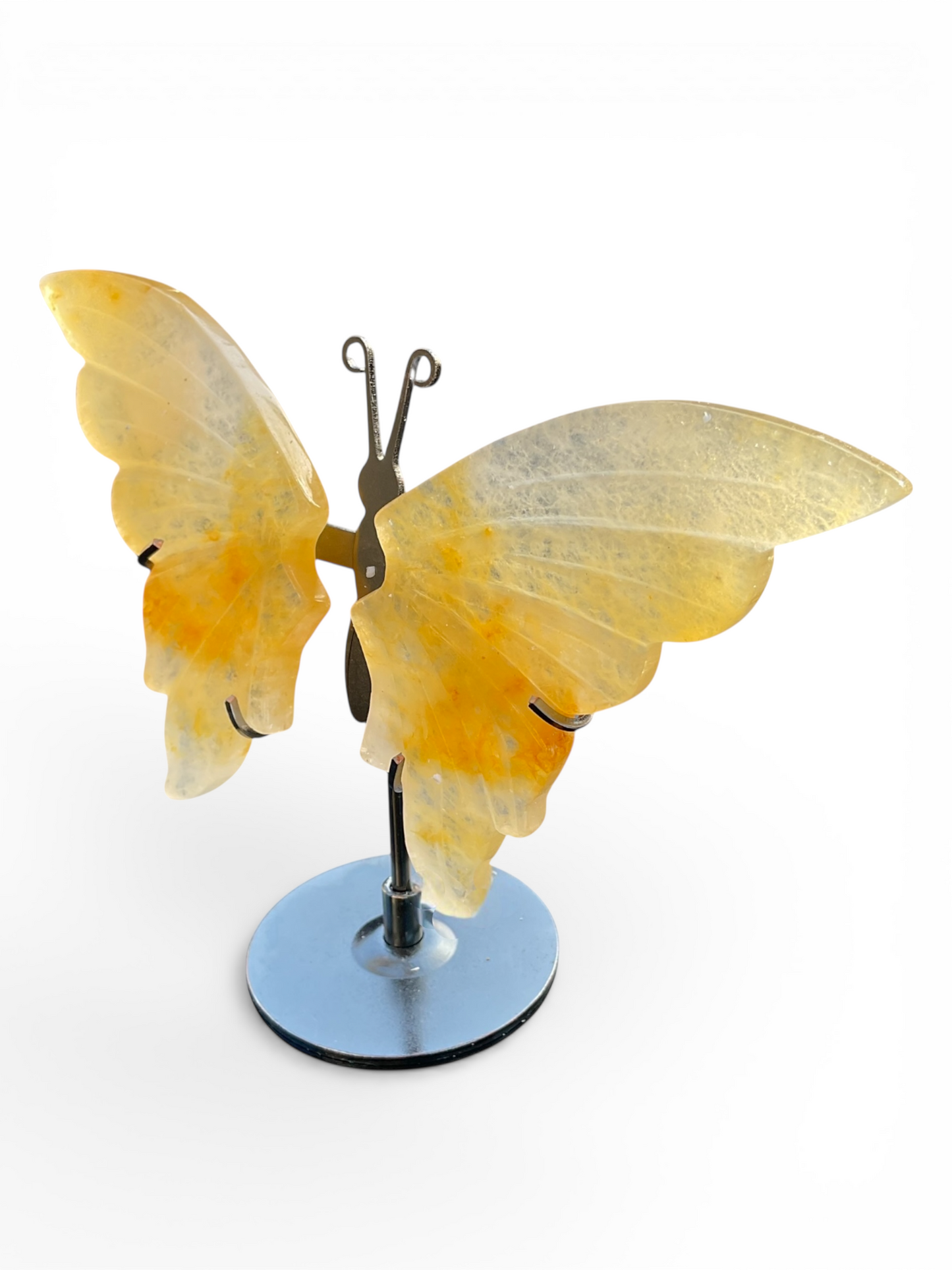 Limonitquarz Schmetterling mit Ständer – Edelstein Deko Figur 10x14 cm – handgefertigt & poliert – Naturstein aus Madagaskar – inkl. Geschenkbox