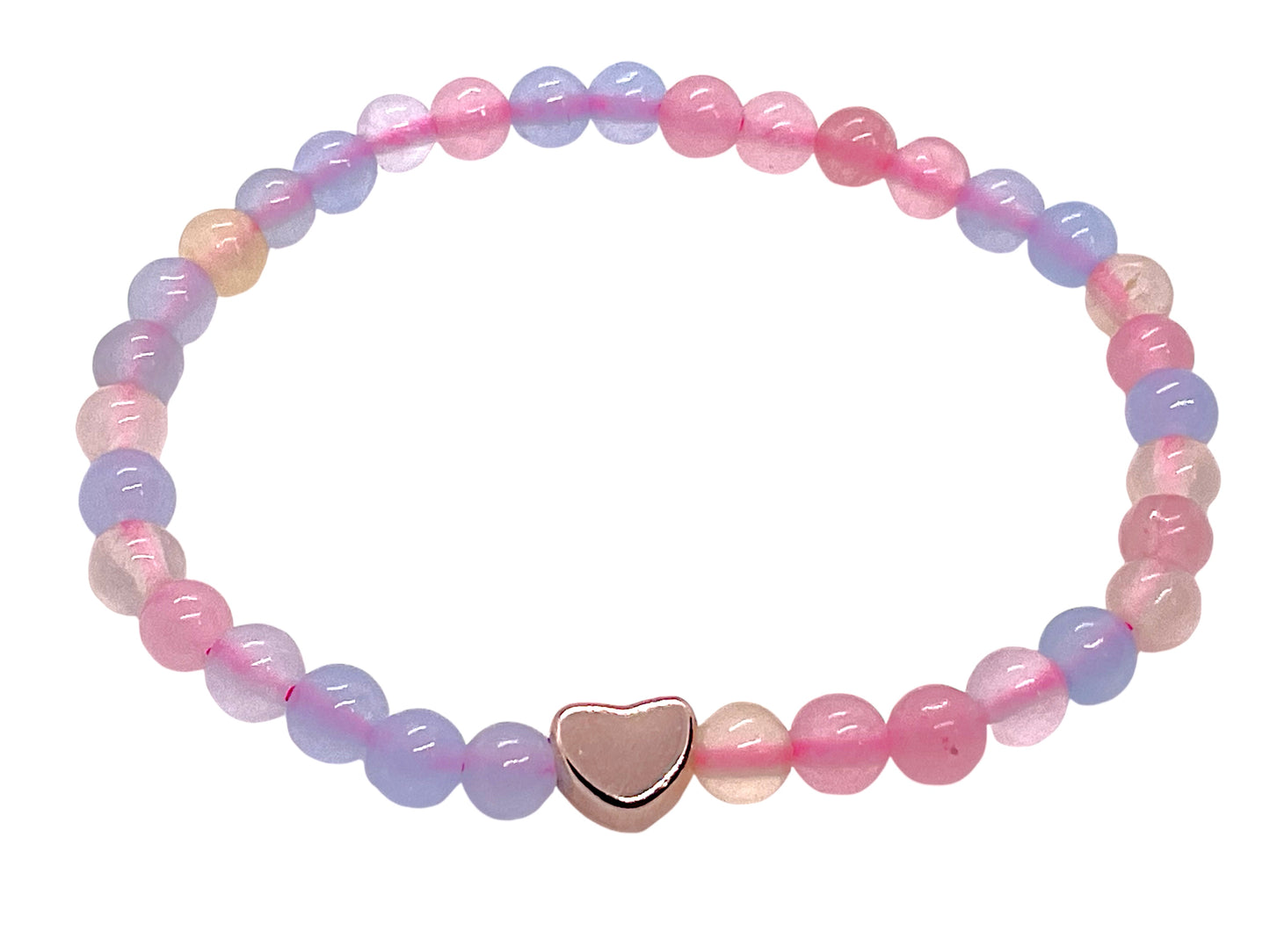 Kinder Perlenarmband Morganit mit 14 k rosèvergoldeten Elementen - Edelsteinarmband - Handmade - inclusive Geschenksäckchen - Engelsstein