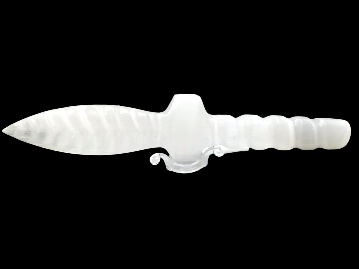 Steinfixx® Selenit  Ritualdolch in Spiralform - Ritualmesser -Lichtbringer -  25x5x2cm - 240Gramm für Wicca und Pagan, Rituale und Zeremonien