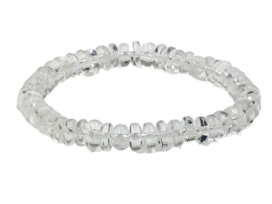 Bergkristall Armband „Rondell“ – Klarer Edelstein in AAA-Qualität aus Brasilien – 18 cm, angenehm zu tragen – Naturstein Schmuck für Klarheit & positive Energie