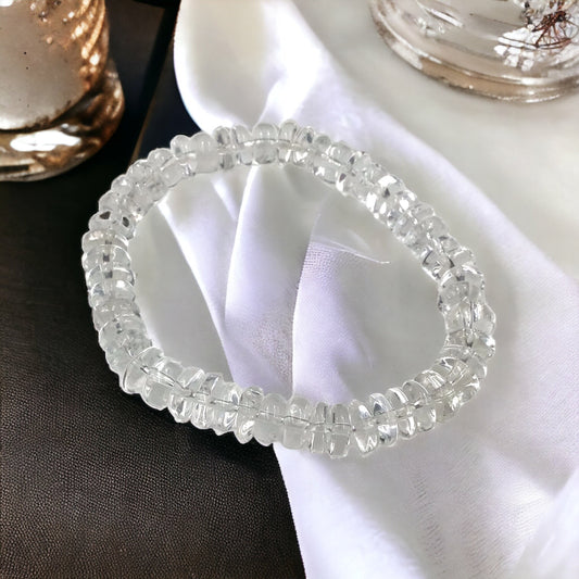Steinfixx® klares Bergkristallarmband Rondell | Top Qualität | angenehm zu tragen | auch für grössere Handgelenke