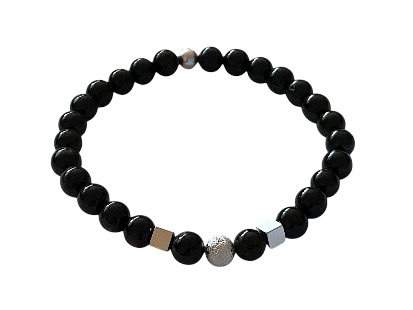 Edelstein Perlenarmband aus schwarzem Turmalin 925 Silberperlen - Hochwertige Heilsteine in 4 oder 6 mm  - handgefertigt - in Geschenkbox - Schutz gegen negative Energien