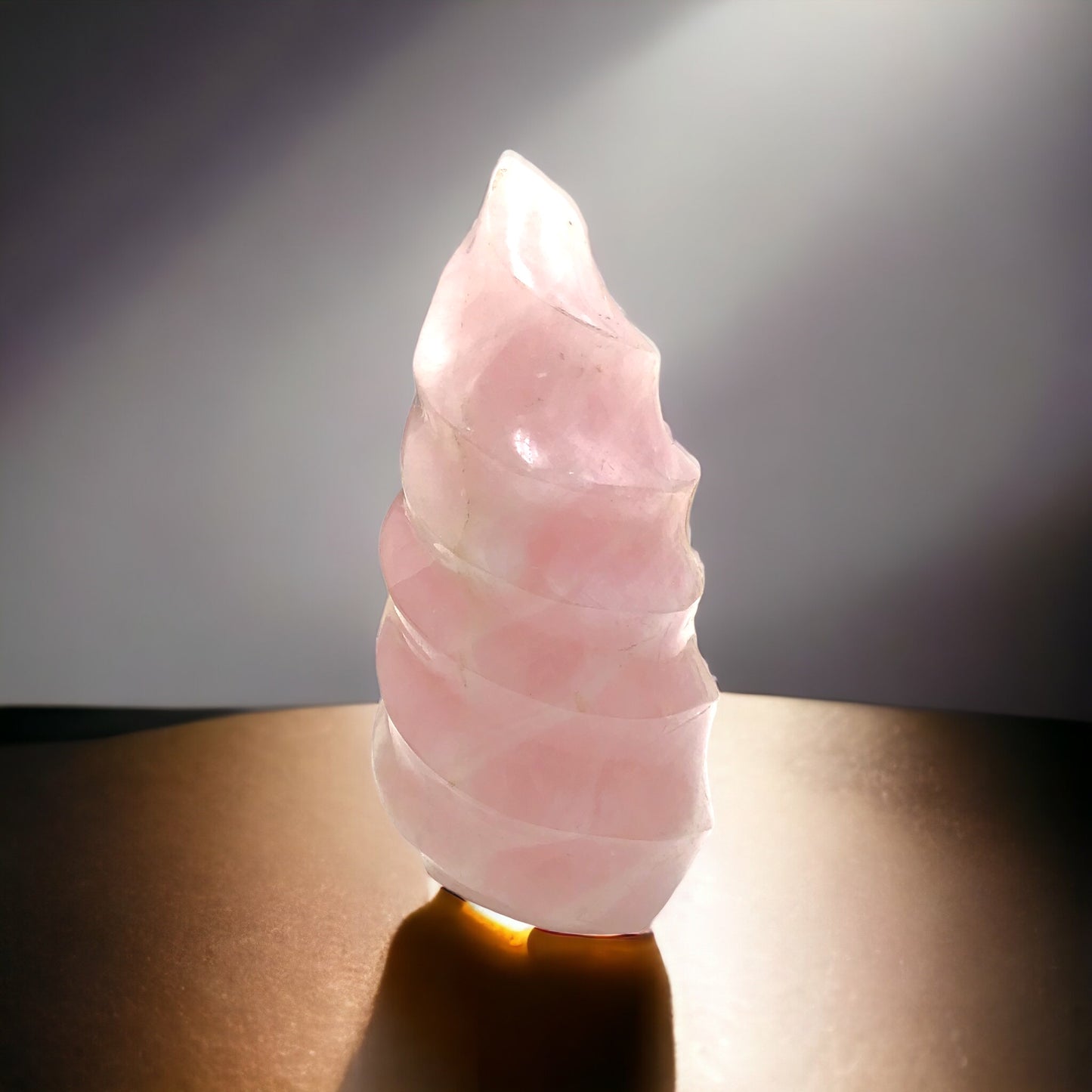 Steinfixx® - Große, edle Kristall Flamme aus Rosenquarz | Unikat 1519 | 846 Gr. |16x7x7 cm | Edelsteinspirale